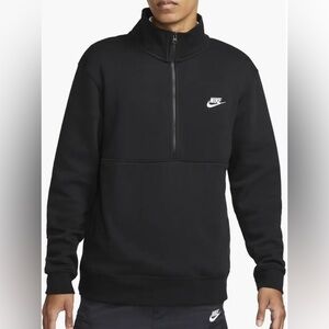 Nike Men's Black Half Zip-Up Sweater, Stitched Logo, Size L, Preowned EUC